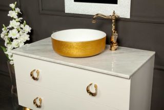 Раковина накладная Boheme Corian золото 819-G